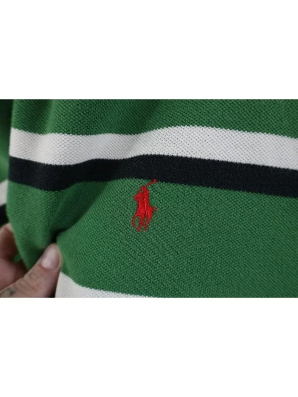 Vintage 90s Ralph Lauren Mens XL Faded Striped Collared Golf Polo Shirt Green